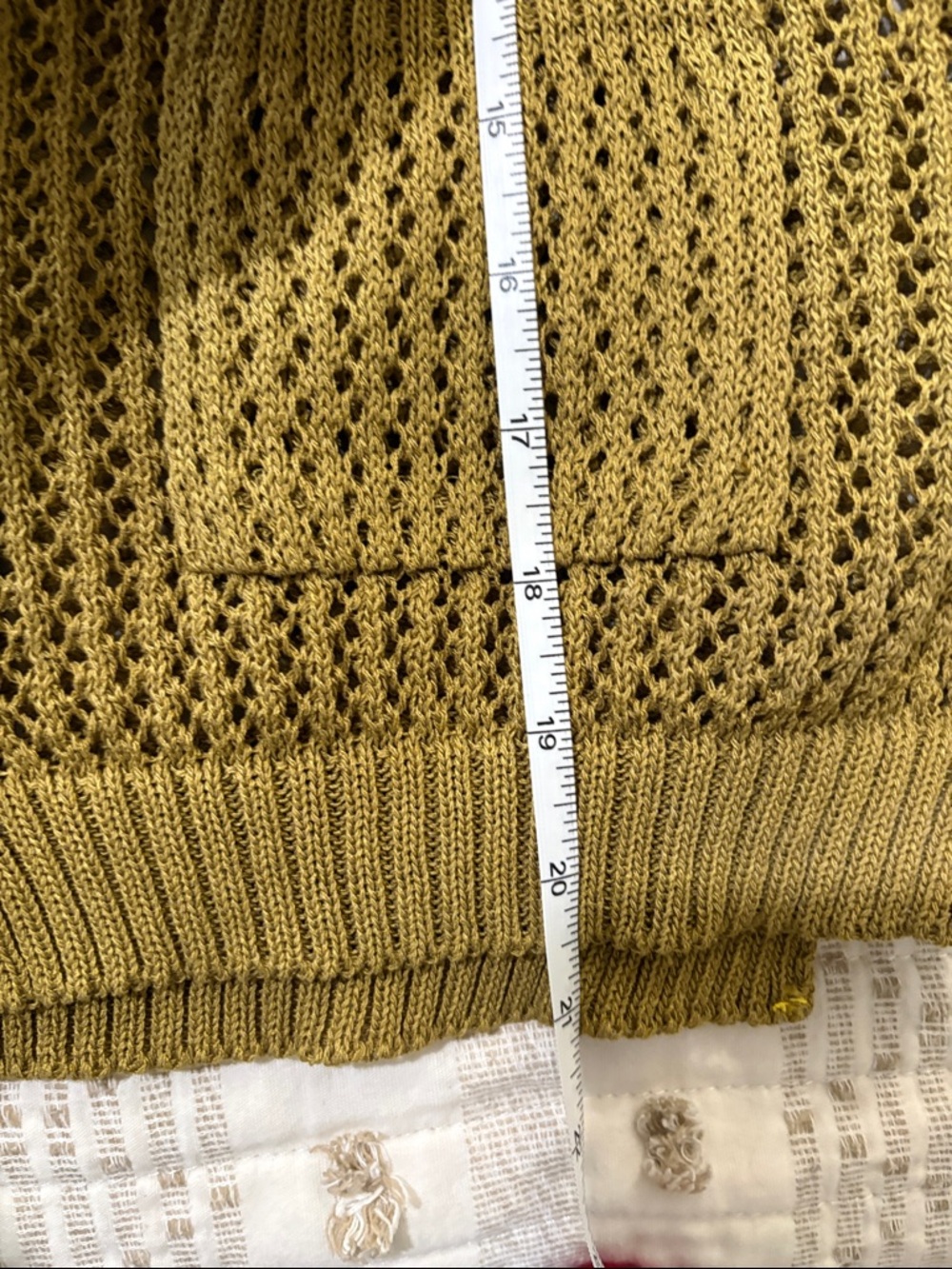 Open-Knit V-Neck Sleeveless Cardigan Vest - Olive - Picture 5 of 5